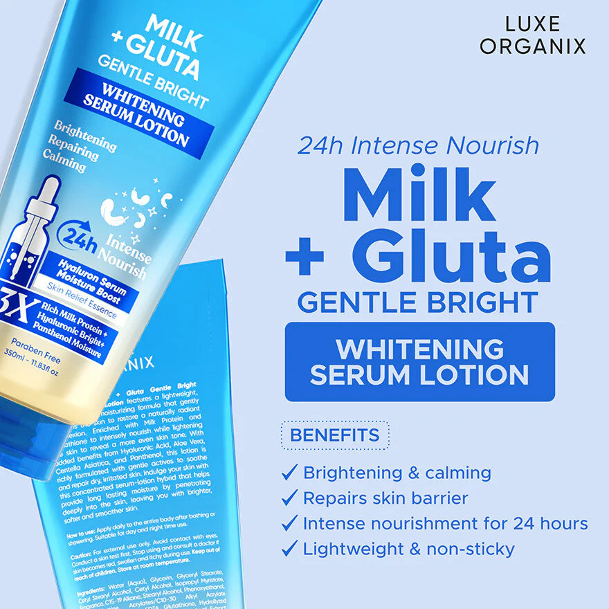 Luxe Organix Milk + Gluta Gentle Bright Whitening Serum Lotion - 350ml
