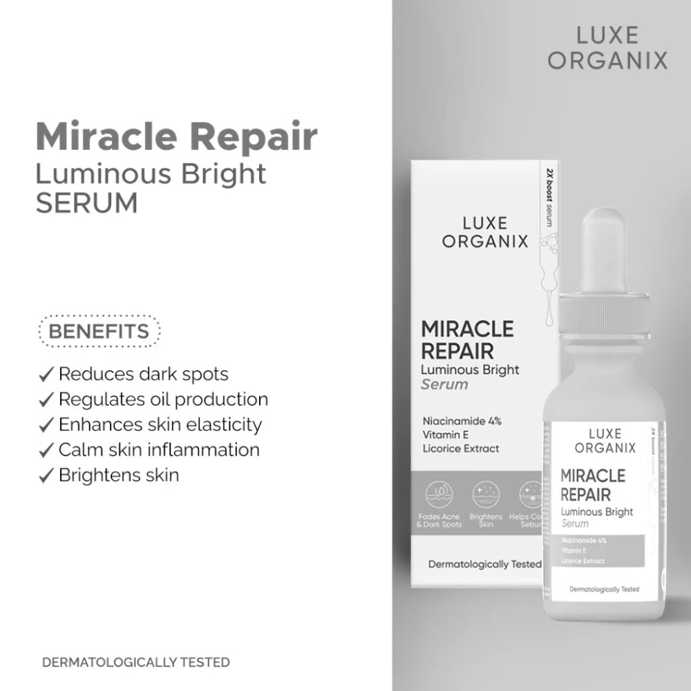 Luxe Organix Miracle Repair Luminous Bright Face Serum - 30ml