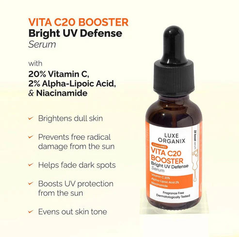 Luxe Organix Clinical Pro Vita C20 Booster Bright UV Defense Serum 30ml