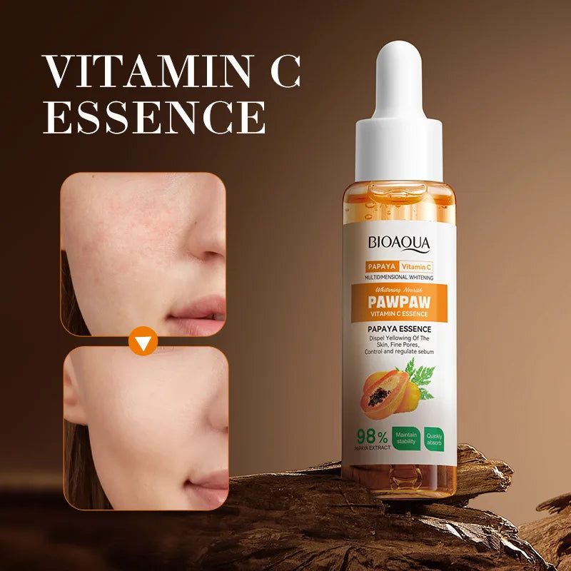 Silanda Beauty Pawpaw Vitamin C Face Serum 30ml Whitening Essence Anti Oxidant Hydrating Facial Serum Korean Skincare Products