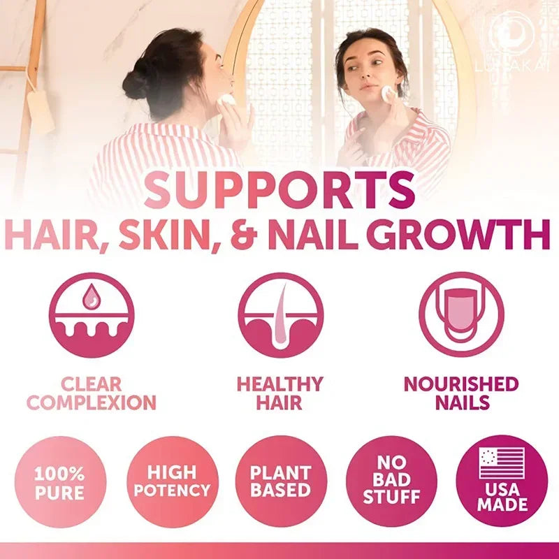 Collagen Gummies for Hair, Skin, and Nail Growth, High Potency Biotin Supplement, 60 Vitamins, and Botina Supplements