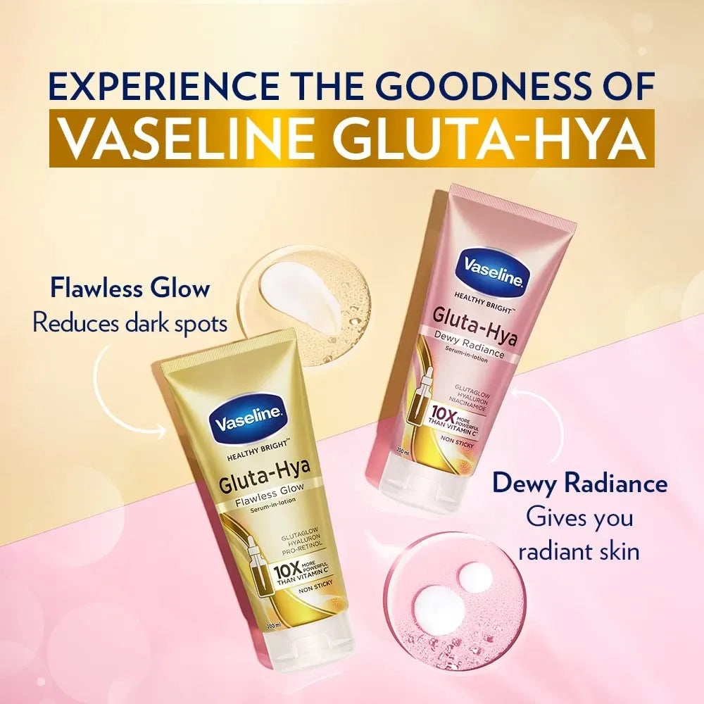 Vaseline Gluta-Hya Flawless Glow Body Lotion Serum-In-Lotion,Boosted with GlutaGlow,for Visibly Brighter Skin From 1st Use 300ml