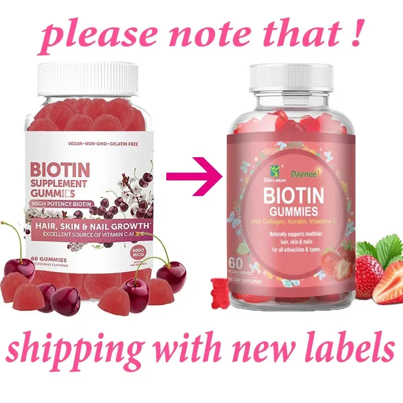 Collagen Gummies for Hair, Skin, and Nail Growth, High Potency Biotin Supplement, 60 Vitamins, and Botina Supplements