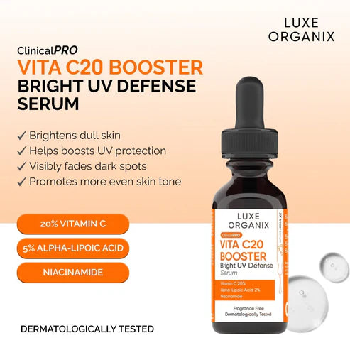 Luxe Organix Clinical Pro Vita C20 Booster Bright UV Defense Serum 30ml